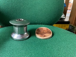 Small stainless steel single speed winch ex Folkboat mainsheet