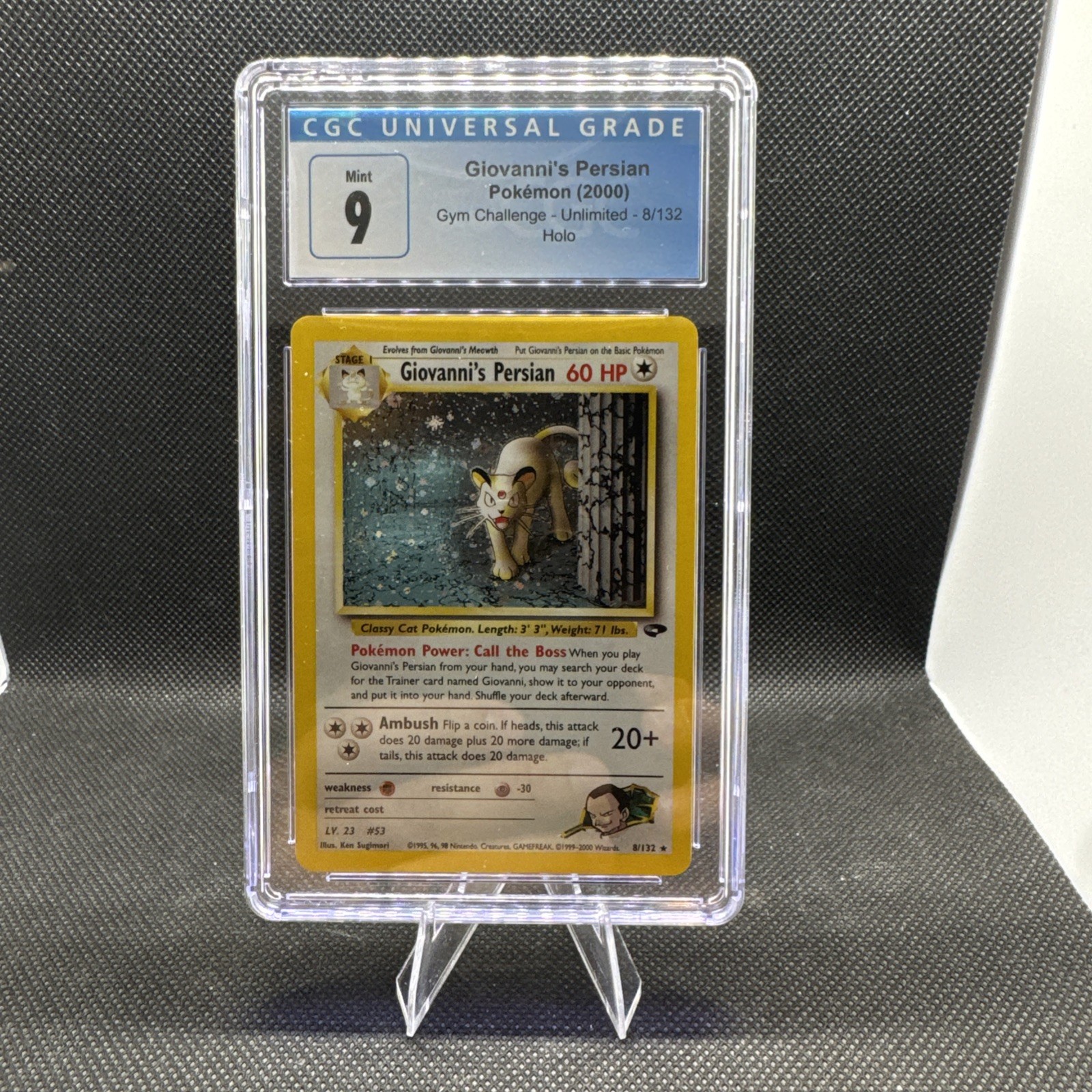 CGC 9 MINT Giovanni's Persian 8/132 Gym Challenge Holo Pokemon TCG Graded Slab