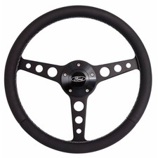 Grant 14.75 Classic Black Leather Steering Wheel W Ford Logo Mustang 70-73
