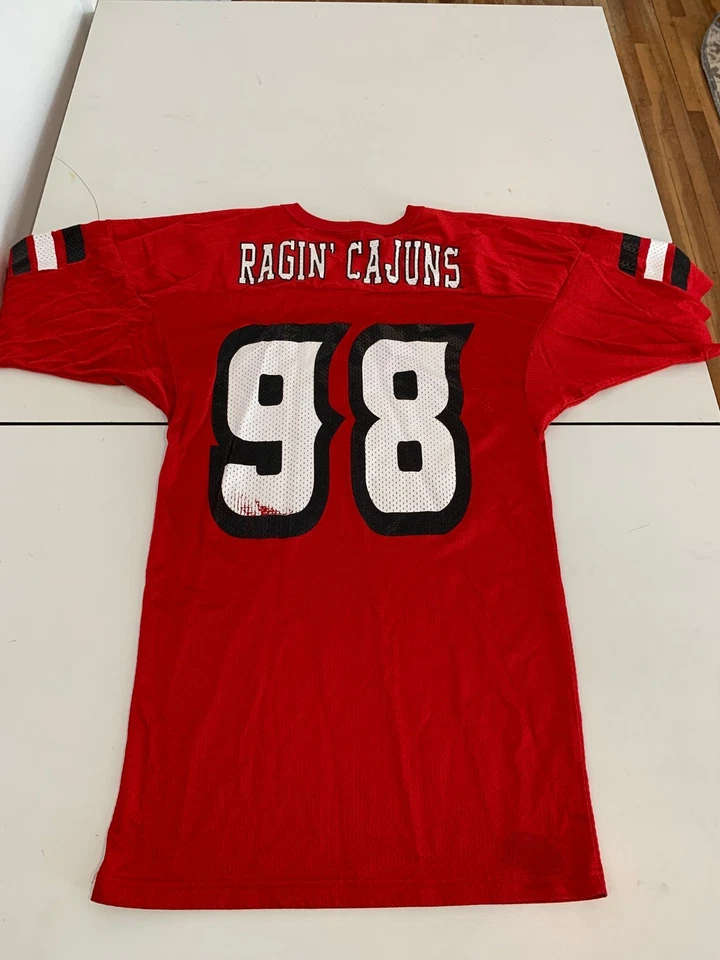 Vintage Louisiana Ragin Cajuns Jersey Medium Red Russell Athletic Football Team - Image 2 of 4