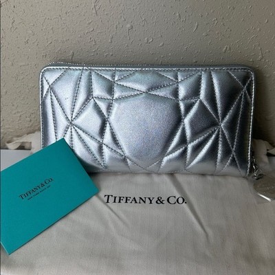 Tiffany & Co. Padded Large Wallet Leather silver 100% authentic $650