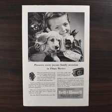 1946 Bell  Howell Filmo Movie Cameras Vintage Print Ad Post-WWII 7" X 10"