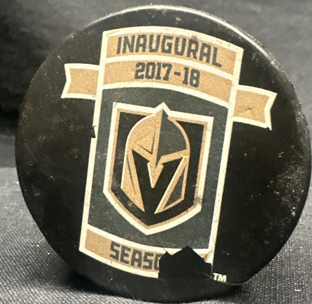 VEGAS GOLDEN KNIGHTS 2017-2018 INAUGURAL SEASON Souvenir PUCK Used Condition