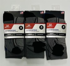 Mission Vapor Active Performance Grey Men's Crew Socks Six Pairs Size Medium