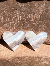 Sowbelly Amethyst Agate Cabochon Heart Pair