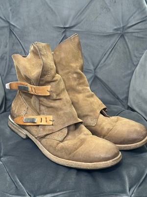 A.S.98 Airstep Women s Boots Ankle Leather Beige Snap  Biker Shoes Sz 41/US11