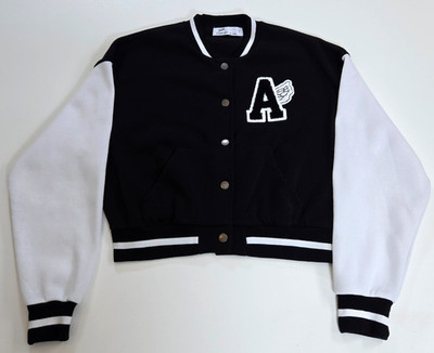 Varsity Letterman Bomber Jacket ROMA CONCEPT By rosee Size Large Women's Cropped