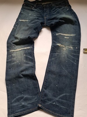 Ralph Lauren Vintage Paint Splatter W36 Ripped Worn Patchwork Jeans R R L Style 
