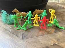 Plastic Cowboy Indian Figures Lot w/ Horses and Trees - Western Theme