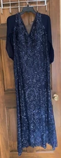 Mother of the Bride RM Richards Sequin Gown Chiffon Drape Cape Size 10