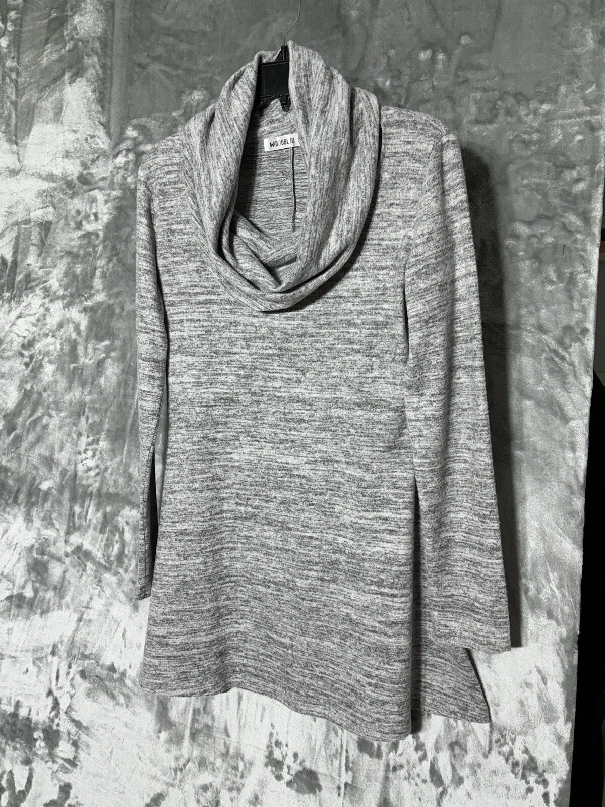 Doublju women's XL marled grey cowl neck tunic soft plus size warm EUC