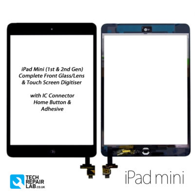NEU iPad Mini 1 & 2 komplette Frontglas/Digitister Touchscreen Baugruppe - SCHWARZ