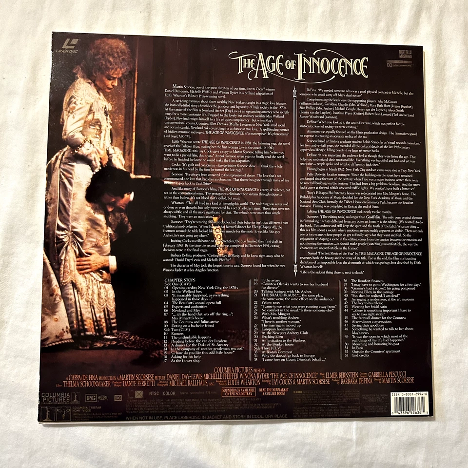 The Age of Innocence Deluxe Widescreen Laserdisc 1994 - Image 2 of 3