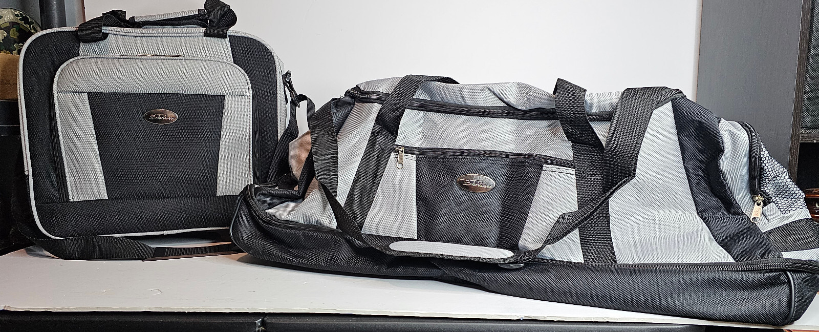 Belle Russo Carry-On & Large Duffle With Wheels Bag Black & 