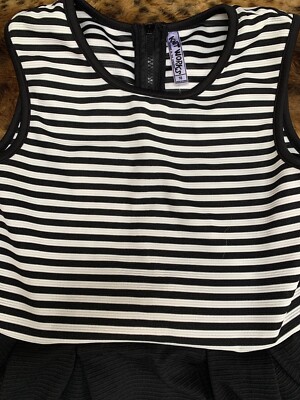 Knitworks Womens Striped Colorblock Scoop Neck Sleeveless Dress Size 16 Zip Back