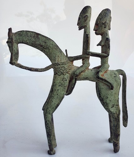 SCULPTURE Couple de cavaliers DOGON en BRONZE du MALI art BRUT XXeme - Bild 8 von 12