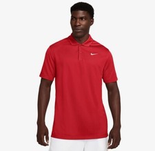 Nike Dri-Fit Polo Shirt Men's Small Red Golf CU9792-657 Check Embroidered NEW