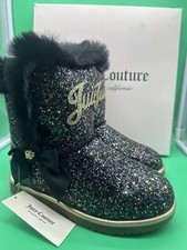 Juicy Couture Windsor Black Kids Fur Lined Boots In Original Box Sz.2 NEW