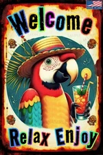 TIKI BAR 8"X12" METAL SIGN POOL HOT TUB BEACH MAN CAVE MARGARITAVILLE DECOR