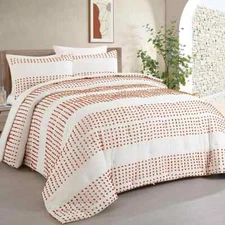 100% Cotton Ultra Luxury Tufted Pattern Duvet Cover 3 Pcs Set ( Duvet+2 Pillow )