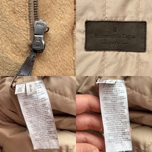 Ermenegildo Zegna Soft Wool Zip Coat Jacket Puffer Lining Camel Size M - Picture 7 of 24