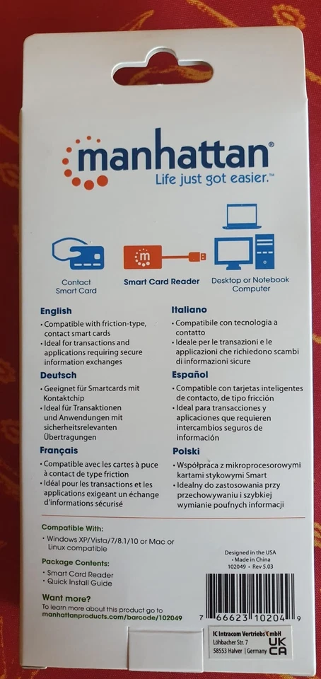 smart card reader Manhattan nuovo - Immagine 2 di 2