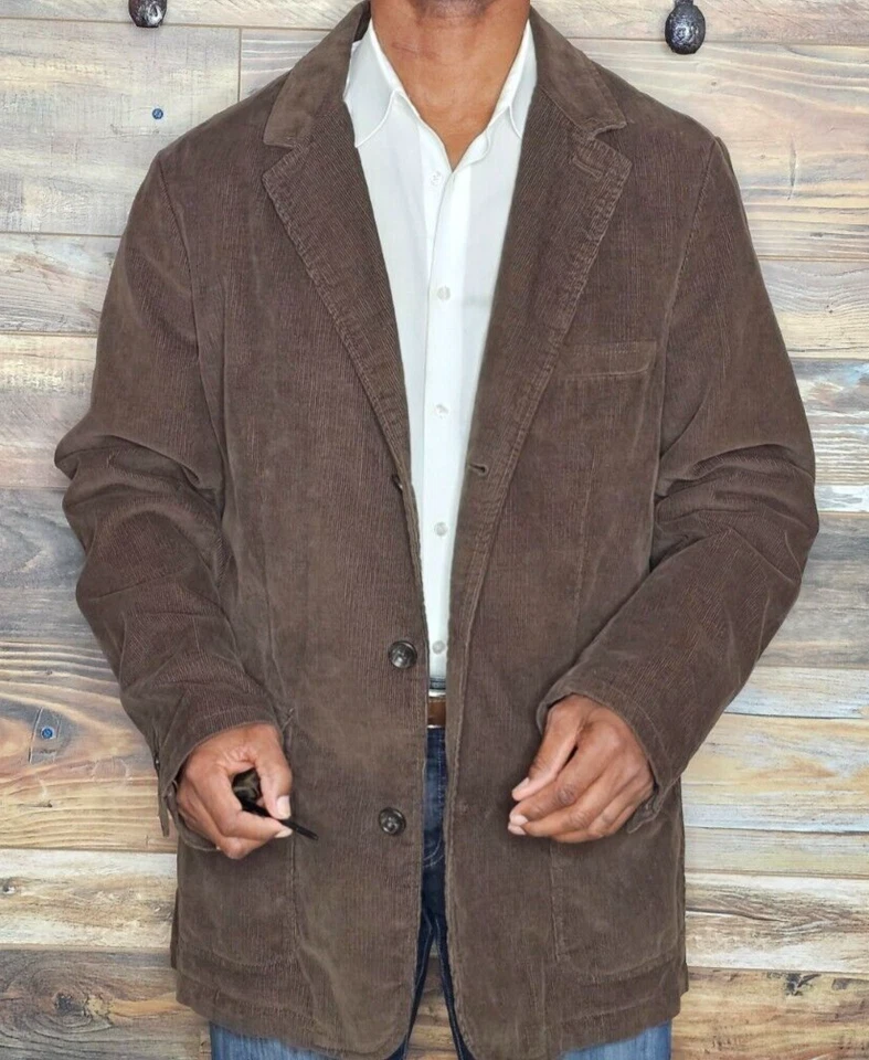 Eddie Bauer вельвет 100% хлопок двойной вентилируемый коричневый длинный жакет 46T - Изображение 3 из 4