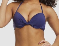 36 The Bikini Lab Women's Blue Push Up Underwire Bikini Top Swimwear Size Large