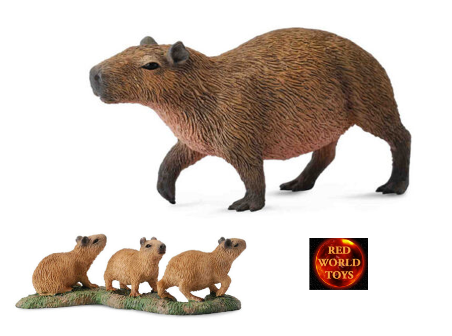Capybara and Babies Wildlife Animal Toy Model Figures by CollectA