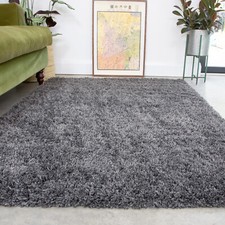 Grey Silver Shaggy Rug Small Large Soft Thick Living Room Rugs Non Shed Shaggy