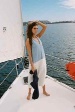 Free People 'Roadtripping' Hooded MIDI Dress, Blue - MEDIUM - NEW - RRP £140