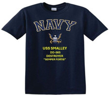 USS SMALLEY  DD-565 * DESTROYER*EAGLE SHIRT* NAVY OFFICIALLY LICENSED