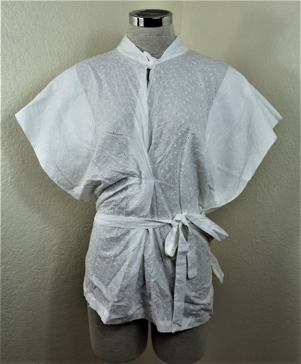 VIVIENNE WESTWOOD White Eyelet Kimono Short Sleeve Top Blouse