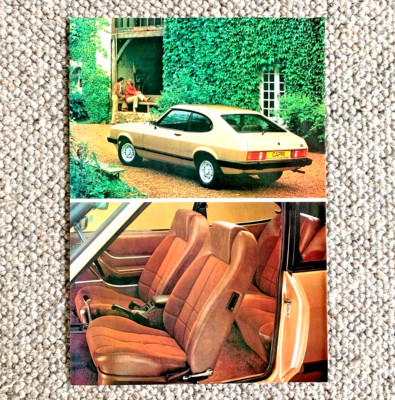 7x FORD CAPRI PERIODE RAHMENBARE BILDER f ORIGINAL HERSTELLER AUTO VERKAUFSPROSPEKT