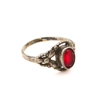 FREY & CO. Ring 835 Silber Roter Farbstein Silver Vintage Pforzheim RG48 *F