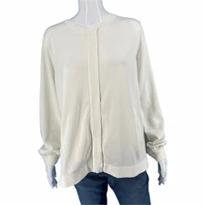 Martha Stewart Zip Front Sweater Jacket XX-Small Sz Off White Cream w Pockets