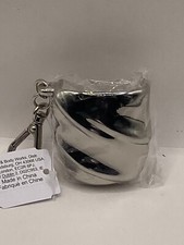 BATH BODY WORKS CHROME SILVER SWIRL HARDCASE POCKET GEL BAC HOLDER WITH CLIP