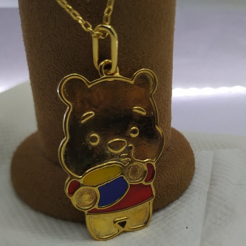 Men's The Pooh With Honey Pot Enamel Pendant 14K Yellow Gold Plated 2" - Picture 4 of 8