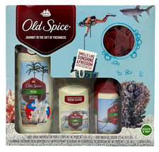 Old Spice 4 Piece Gift Set FIJI Body Wash Spray Anti-Perspirant Deodorant Loofah