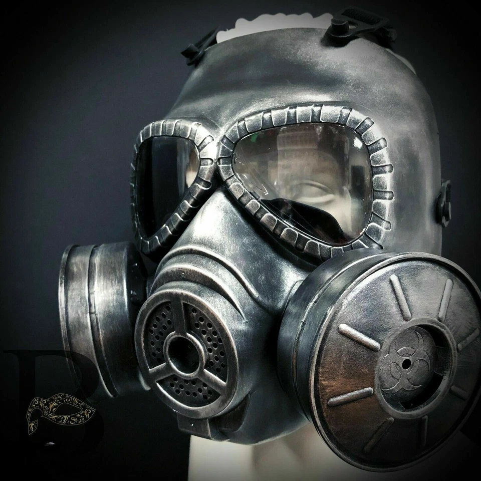 Steampunk Gas Mask Goth Halloween Costume Respirator Cosplay Goggles Mouth Mask - Image 3 of 3