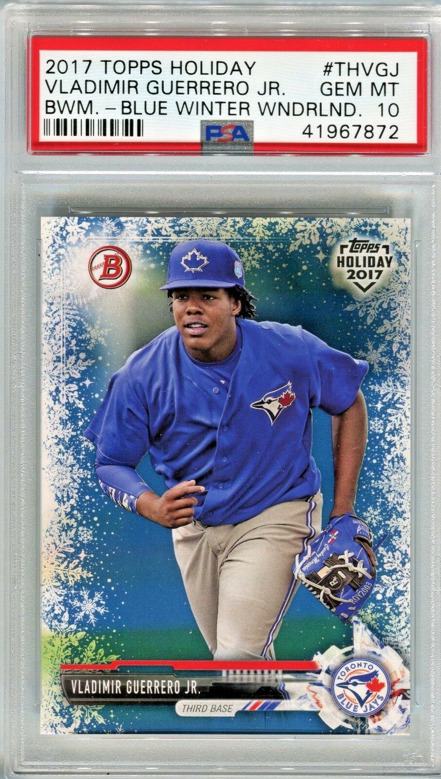 VLADIMIR GUERRERO JR 2017 Topps Holiday Bowman Blue Snowflake #/50 rookie PSA 10