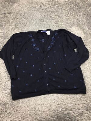 Erika II Blouse Cardigan Sweater Combo Woman Size 2X Blue 1-Piece