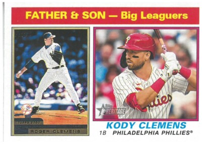 2025 Topps Heritage Baseball Card #67 Roger & Kody Clemens My Dad