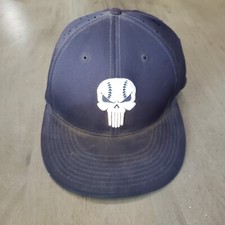 VINTAGE Punisher Hat Cap Mens Sm/MD Fitted Blue Baseball Marvel Richardson Adult