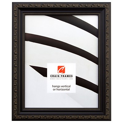 Craig Frames 1.25'' Aged Black Victorian Ornate Picture Frames & Poster Frames