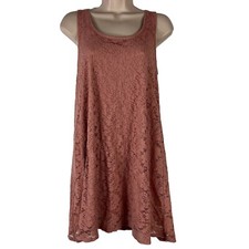 Forever 21 Dress Women's Small Above Knee Mini Sleeveless Shift Blush Pink Lace