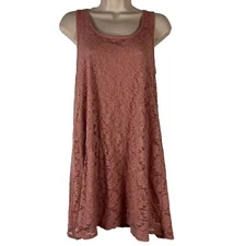 Forever 21 Dress Women's Small Above Knee Mini Sleeveless Shift Blush Pink Lace