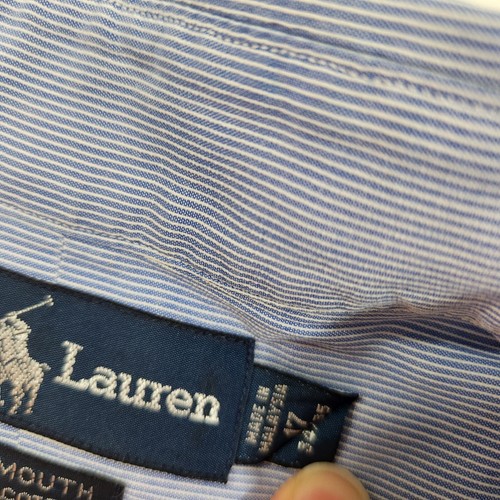 Ralph Lauren Men's Yarmouth Light Blue Striped Shirt Classic Sz 17 34/35 READ - Picture 3 of 8
