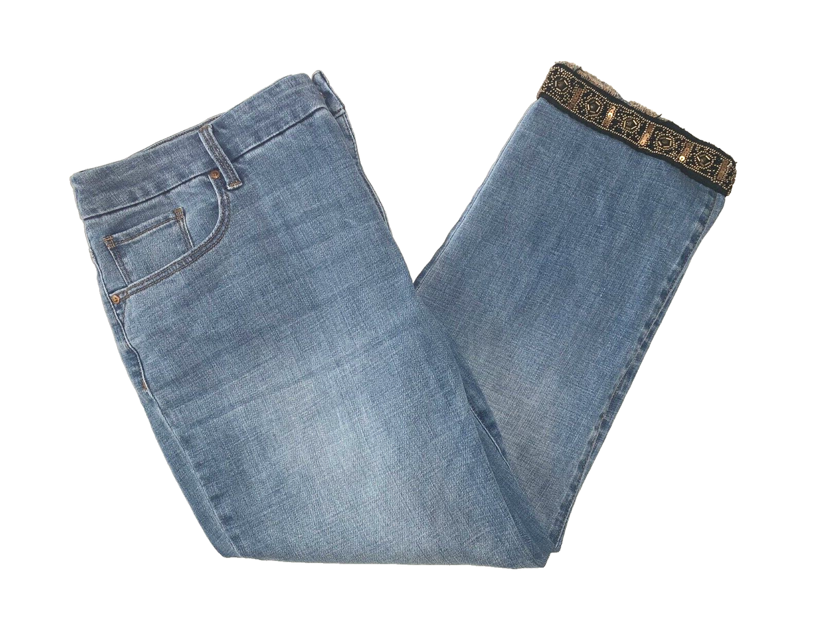 Style Folding Jean Cuffs Chico's Slimming Beaded Fringe Cuff