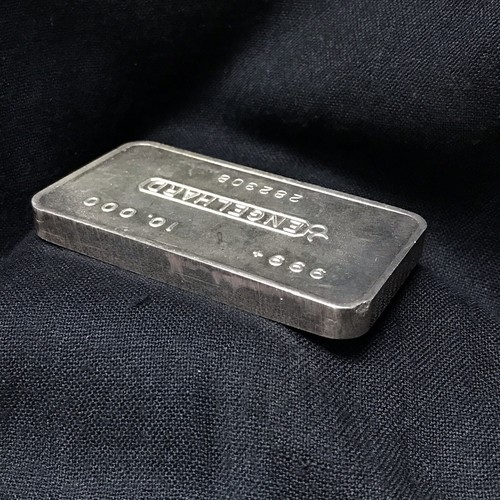 Bull Logo Engelhard 10 oz Silver Bar Blank Back Pressed 999+ - Afbeelding 6 van 16